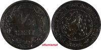 Netherlands 1/2 Cent Netherlands William III Bronze 1886 SCARCE DATE KM# 109.1 (20 462) -