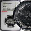 Turkey 2 1/2 Lira Turkey 1970 NGC MS67 Mintage-200,000 TOP GRADED KM# 896 (010) -