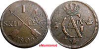 Sweden 1 SKILLING SWEDEN 1805 OVERSTRUCK ON 18th Cent 2 ORE S.M. KM#566 (2369A) -