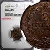 2 Centesimi Italy Vittorio Emanuele III Bronze 1903 R  NGC MS64 BN KM# 38 (050)