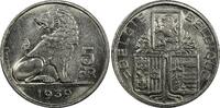 Belgium 5 Francs Belgium Leopold III 1939 BELGIE BELGIQUE 25mm XF SCARCE KM# 117.1 (559) -