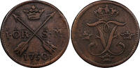 Sweden Ore Sweden Frederick I Copper 1750 1 Ore Last Year Type Mint-353,000 KM# 416.1 (59) -