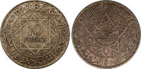 10 Francs Morocco Mohammed V Silver AH1347 (1928)  aUNC Paris Toned Y# 38 (903)
