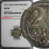 25 Øre DENMARK Christian X SILVER 1917  NGC AU58 WWI Issue SCARCE DATE KM815.1(7)