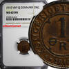 Bronze Denmark Frederik VIII  1910 VBP, GJ 1 Ore NGC MS62 BN KM# 804 (012)