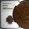 2 Senti 1934 ESTONIA Bronze 1934  NGC MS63 RB 1 YEAR TYPE NICE TONED KM... 42,94 EUR  Excl. 12,88 EUR Verzending