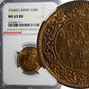India 1/4 Anna India-British George V Bronze 1934 (C) NGC MS65 RB NICE RED KM# 512 (1) -