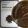 Latvia 2 Santimi 1939 Latvia Bronze 1939  NGC MS62 BN 1 YEAR TYPE KM# 11... 34,36 EUR  Excl. 12,88 EUR Verzending