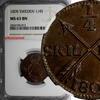 1/4 Skilling Sweden Gustaf IV Adolf Copper 1805  NGC MS63 BN Nice KM# 564 (012)