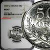 Sweden Ore SWEDEN Gustaf V Silver 1939 G 50 Ore NGC MS62 KM# 788 (138) -
