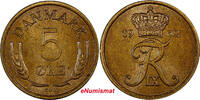 5 Øre Denmark Frederik IX Bronze 1962  Choice UNC .Luster KEY DATE KM# 848.1 (12)