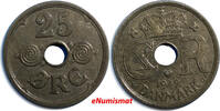 Denmark Ore Denmark Christian X Zink 1942 N; GJ 25 Ore WWII XF Condition KM# 823.2a (08) -