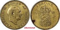 Denmark 1 Krone Denmark Aluminum-Bronze 1953 N Mintage 573,000 KM# 837.1 (4030) -