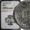 Spain 10 Centimos Spain Aluminum 1945 NGC MS63 WWII Issue NICE BU COIN KM# 766 (079) -