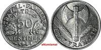 France 50 Centimes France Aluminum 1944 WWII Issue BETTER DATE BU KM# 914.1 (15 293) -