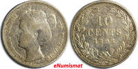 Netherlands 10 Cents Netherlands Wilhelmina I Silver 1898 15mm KM# 119 (4772) -