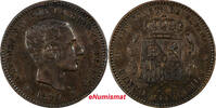 Spain 5 Centimos SPAIN Alfonso XII Bronze 1879 OM Choice XF Condit. KM#674 (10 506) -