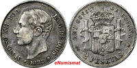 Spain 2 Pesetas Spain Alfonso XII Silver 1882 (82) MS-M SCARCE KM# 678.2 (9022) -