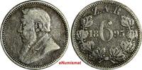 6 Pence South Africa Johannes Paulus Kruger Silver 1895  KEY DATE RARE KM# 4(13) Uncertified