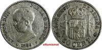 Spain 50 Centimos SPAIN Alfonso XIII Silver 1889 MP-M Mintage-537,000 KM# 690 (14 739) -