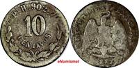 Mexico 10 Centavos Mexico Silver 1883 Pi H San Luis Potosi VERY RARE DATE KM#403.9 (82) -