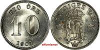 Sweden Oscar II Silver 1907 EB 10 Ore 1 Year Type UNC KM# 774 (15 699)
