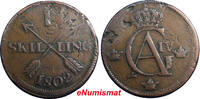 1 Skilling Sweden Copper 1802  Overstruck on 2 Ore S.M.(1743-1768) KM#566 (4859) Uncertified