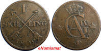 1 Skilling Sweden Copper 1802  Overstruck on 1748 2 OreS.M Fredrik I KM566 (4859) Uncertified