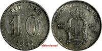 SWEDEN Oscar II Silver 1887 EB 10 Ore XF Condition KM# 755 (15 583) Uncertified
