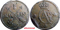 1 SKILLING SWEDEN 1805  OVERSTRUCK ON 2 ORE S.M. 1767 / FULL DATE KM#566(2375A) Uncertified