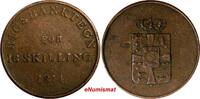 16 Skilling Denmark Frederik VI Copper 1814  1 YEAR Token Coinage KM# Tn3 (14286) Uncertified
