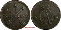 1/2 Skilling SWEDEN Gustaf IV 1803  OVERSTRUCK on 1 Ore (1730-1767) KM# 565 (691) Uncertified