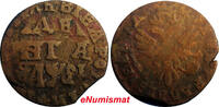 1716 Denga 1716 RUSSIA PETER I Copper 1/2 Kopek 3,77 g Bitkin-3601(R) RARE KM#116(0) Uncertified
