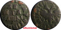 1714 Denga RUSSIA PETER I Copper 1/2 Kopek 3,92 g.ERROR Small Planshet KM#116(8) -