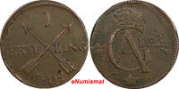 Sweden 1 Skilling Sweden Gustaf IV Adolf 1802 Overstruck 2 Ore SM (1740-68) KM566 (122) -
