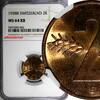 Switzerland 2 Rappen Switzerland Bronze 1958 B NGC MS64 RB Wheat spike KM# 47 (002) -