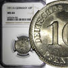 10 Pfennig Germany - Empire Wilhelm II Copper-Nickel 1911 A  NGC MS64 KM# 12 (6)