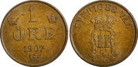 1 Öre Sweden Oscar II Bronze 1907  2 Years Type UNC/BU KM# 768 (21 923)