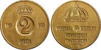 Bronze Sweden Gustaf VI  1959 TS 2 Ore GEM BU Toned KM# 821 (21 953) Uncertified