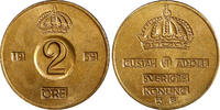 Bronze Sweden Gustaf VI  1959 TS 2 Ore GEM BU Toned KM# 821 (21 956) Uncertified