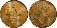 2 Öre Sweden Gustaf V Bronze 1950  Last Year Type BU KM#778 (21 948) Uncertified