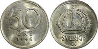 Sweden Gustaf V Silver 1945 G 50 Ore WWII Issue GEM BU KM# 817 (008) Uncertified