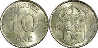10 Öre SWEDEN Gustaf V Silver 1917 W  WWI ISSUE UNC KM# 780 (21 911)