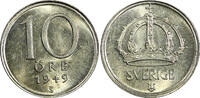 10 Öre Sweden Gustaf V (1907-1950) Silver 1949  GEM BU KM# 813 (22 061) Uncertified