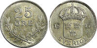 25 Öre Sweden Gustaf V Silver 1917 W   KM# 785 (22 056) Uncertified