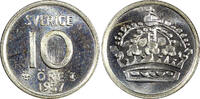 10 Öre Sweden Gustaf VI SILVER 1957  GEM BU COIN KM# 823 (22 096) Uncertified