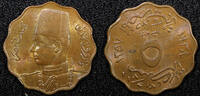 Egypt 5 Milliemes 1938 Egypt Farouk Bronze AH1357 1938  UNC KM# 360 (22 ... 17,18 EUR  Excl. 12,88 EUR Verzending