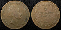 2 Skilling Sweden Oscar I Copper 1847  Banco 33.5 mm Mintage-115,000 KM#664 (565) Uncertified