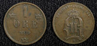 Bronze SWEDEN Oscar II  1875 1 Öre KM# 734 (22 495) Uncertified