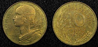 France 10 Centimes FRANCE Aluminum-Bronze 1975 KM# 929 (22 716) -